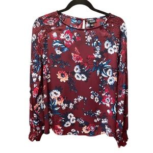 a.n.a Burgundy‎ Floral Blouse